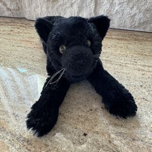 Douglas Black Cat Plush Cuddle Toy Stuffed Animal 14” Lying